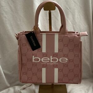 Bebe Blush Paisley Mini PU Satchel/Crossbody Striped Logo Bag.